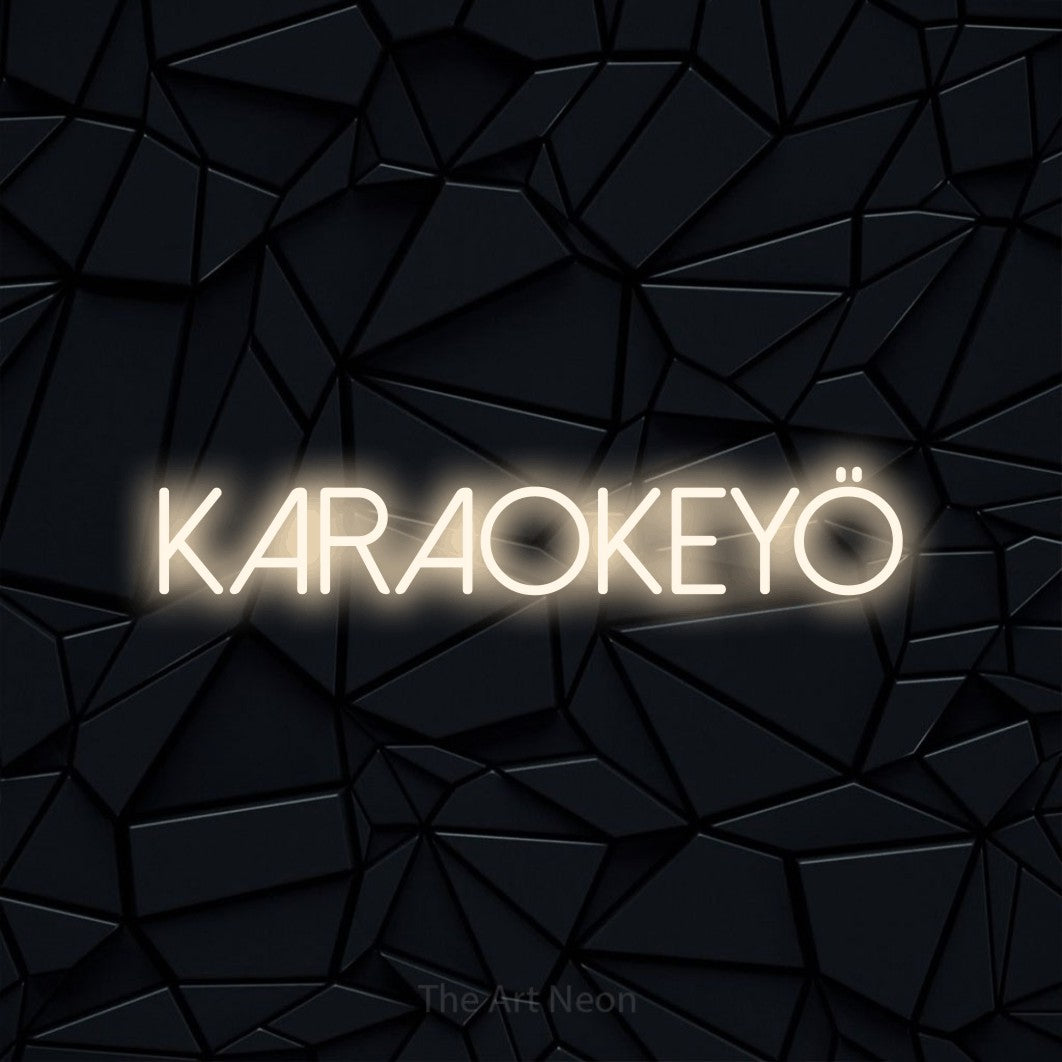 LED neon sign reading “Karaokeyö”, arranged in a single line.