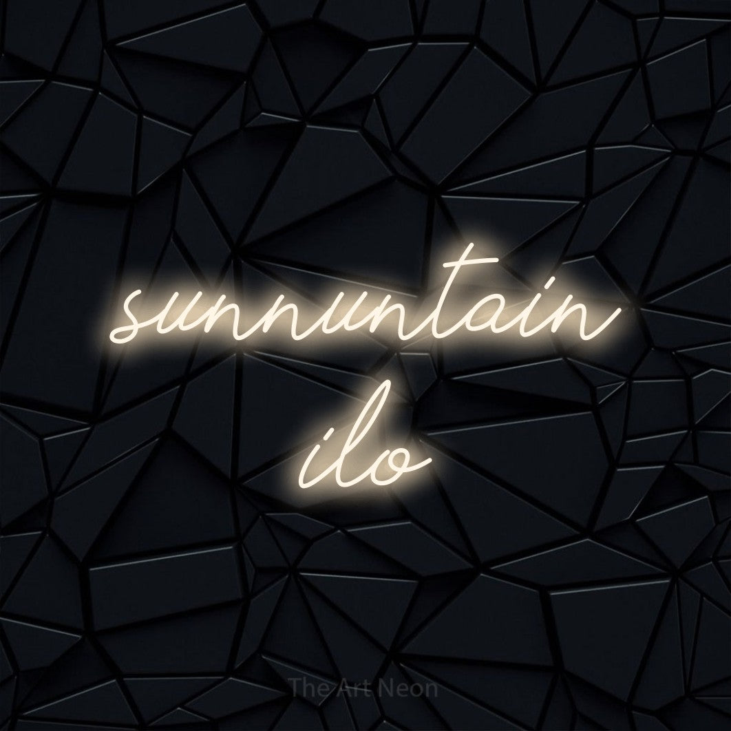 LED neon sign reading “sunnuntain ilo”, arranged in 2 lines.