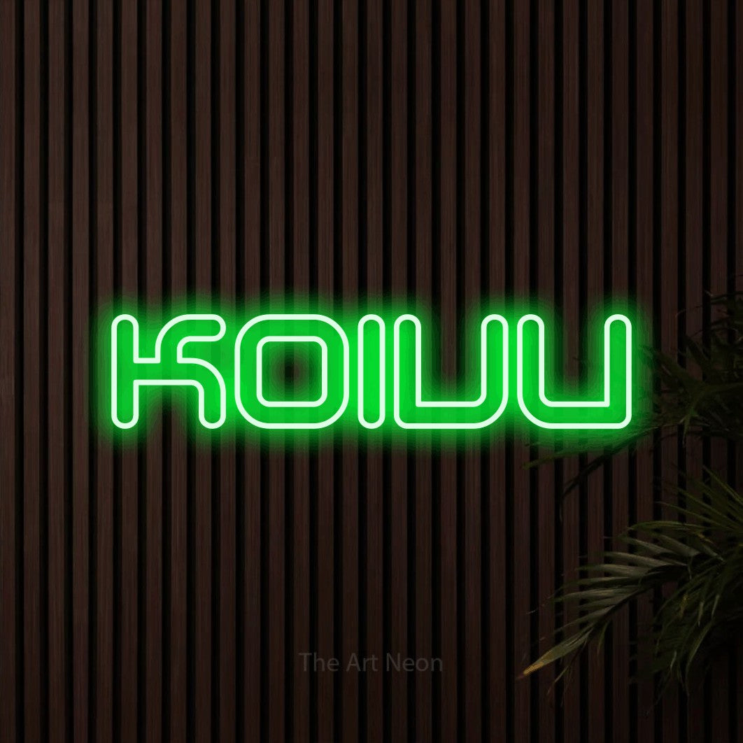LED neon sign reading “Koivu”, arranged in a single line.
