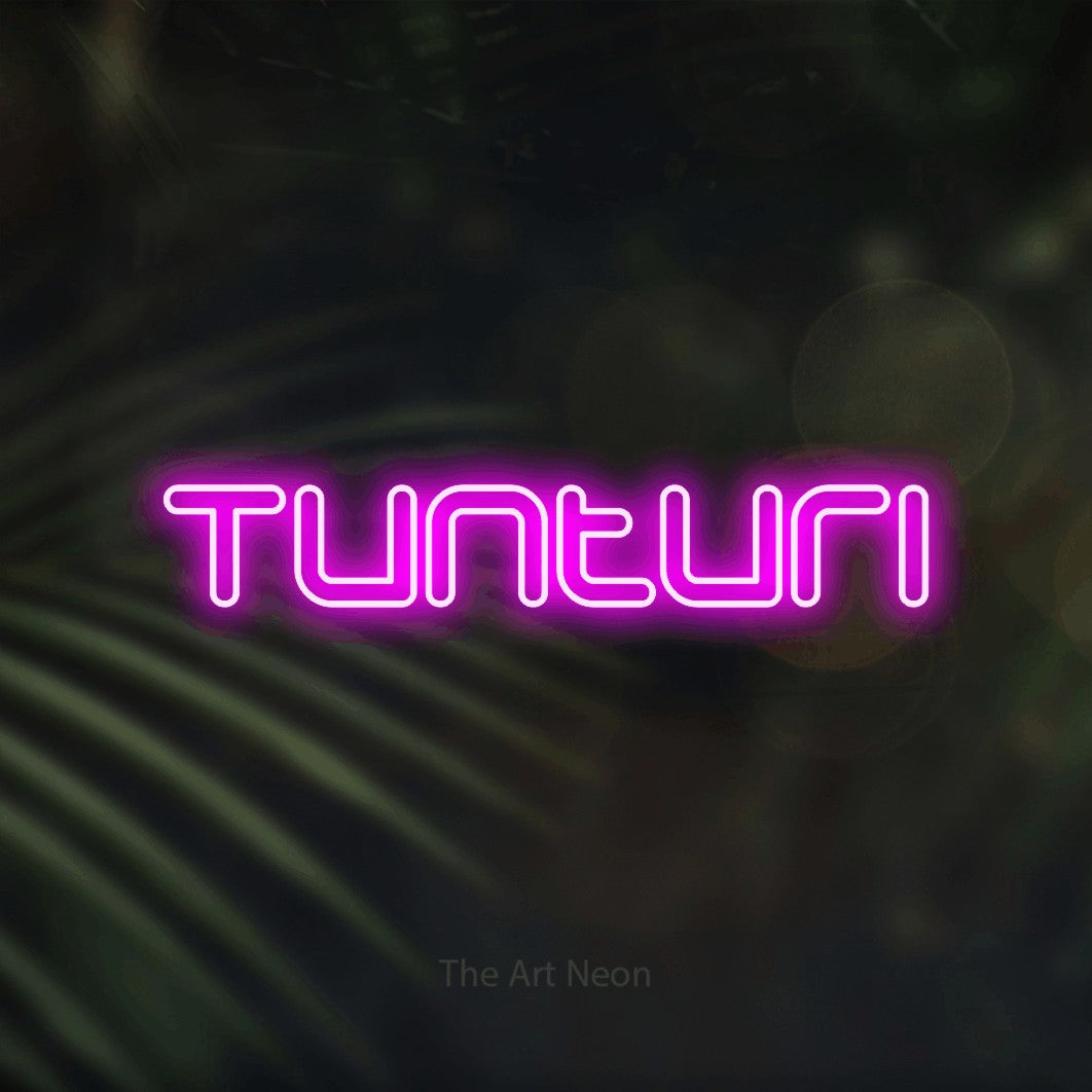LED neon sign reading “Tunturi”, arranged in a single line.
