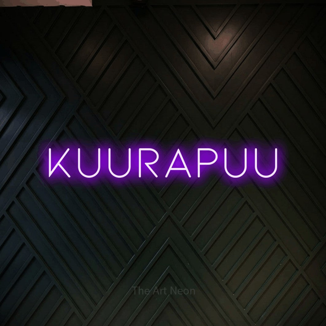 LED neon sign reading “KUURAPUU”, arranged in a single line.