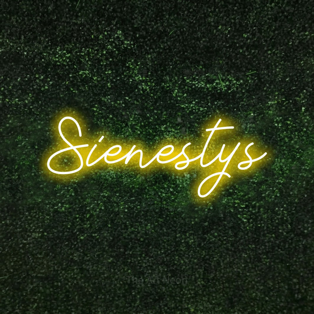 LED neon sign reading “Sienestys”, arranged in a single line.