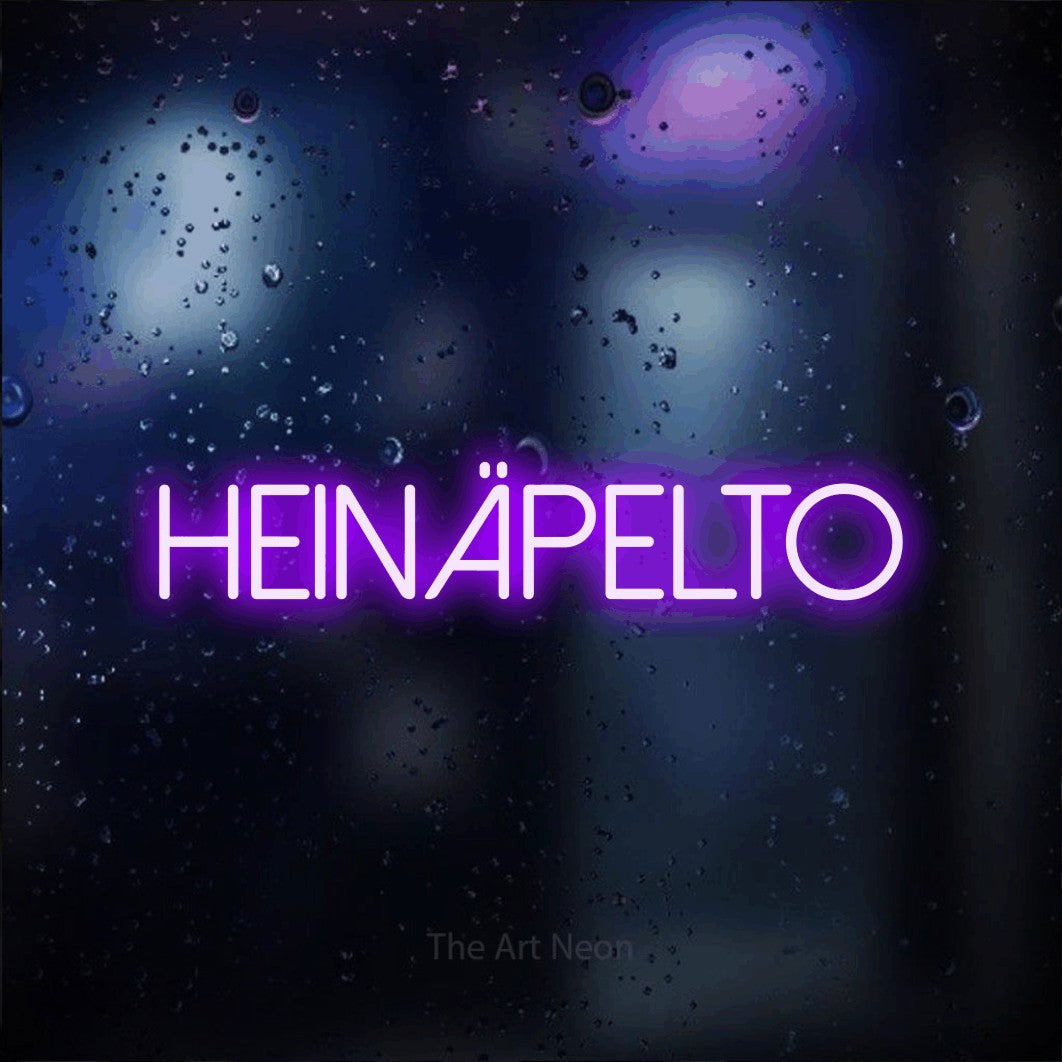 LED neon sign reading “HEINÄPELTO”, arranged in a single line.