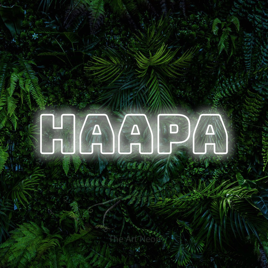 LED neon sign reading “Haapa”, arranged in a single line.
