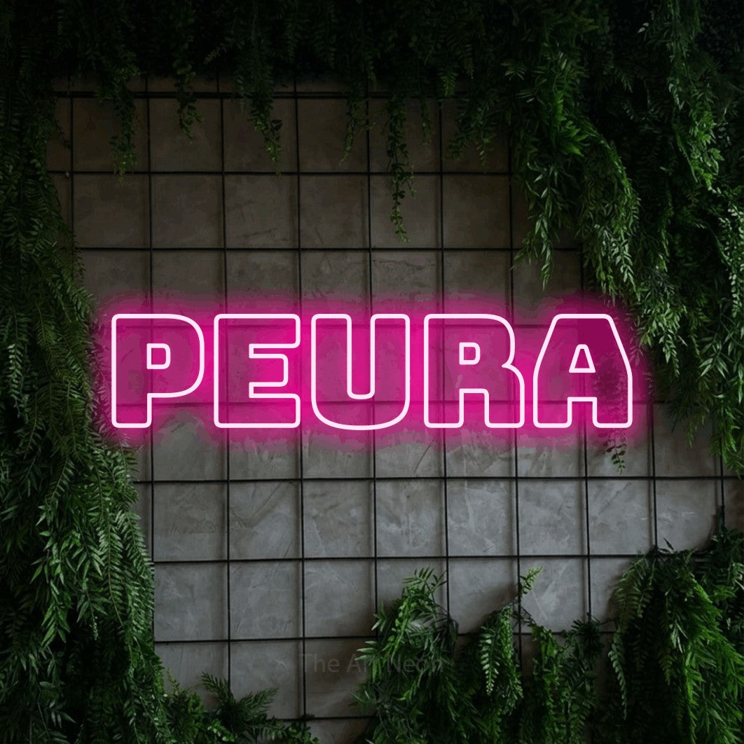 LED neon sign reading “Peura”, arranged in a single line.