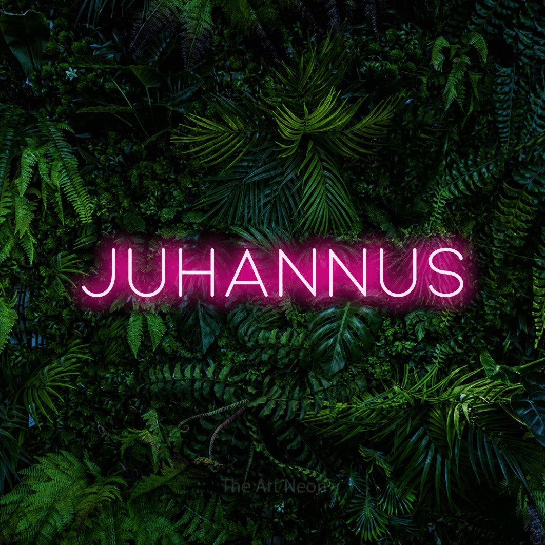 LED neon sign reading “Juhannus”, arranged in a single line.