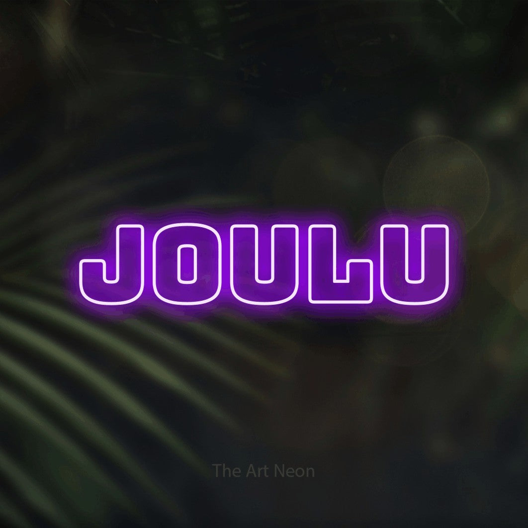 LED neon sign reading “Joulu”, arranged in a single line.