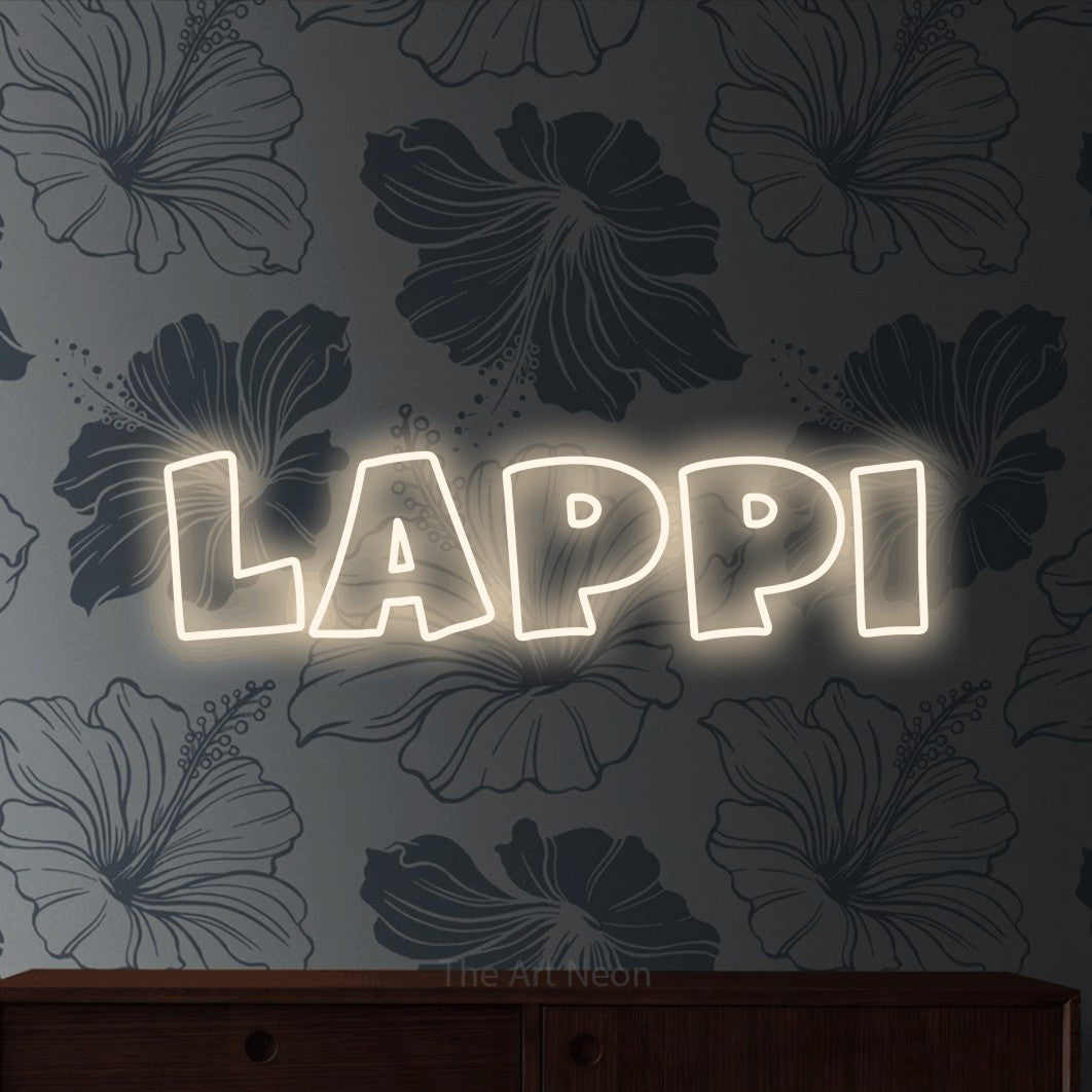 LED neon sign reading “Lappi”, arranged in a single line.