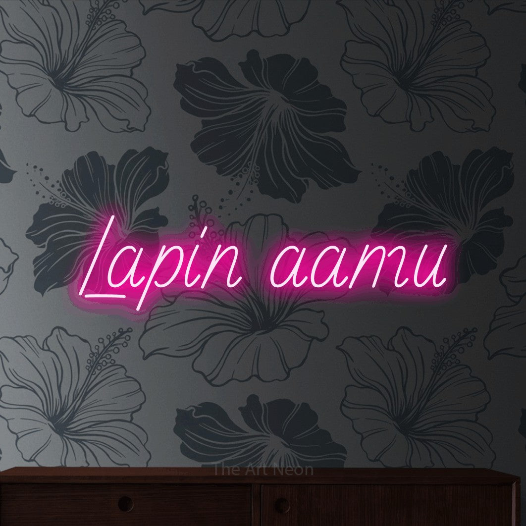 LED neon sign reading “Lapin aamu”, arranged in a single line.