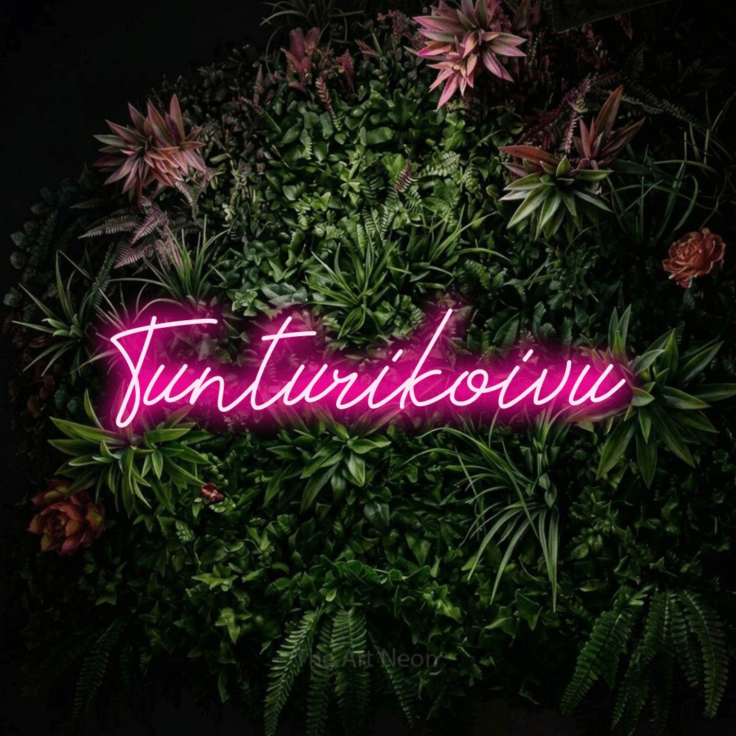 LED neon sign reading “Tunturikoivu”, arranged in a single line.