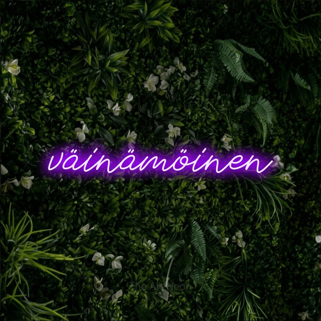 LED neon sign reading “väinämöinen”, arranged in a single line.