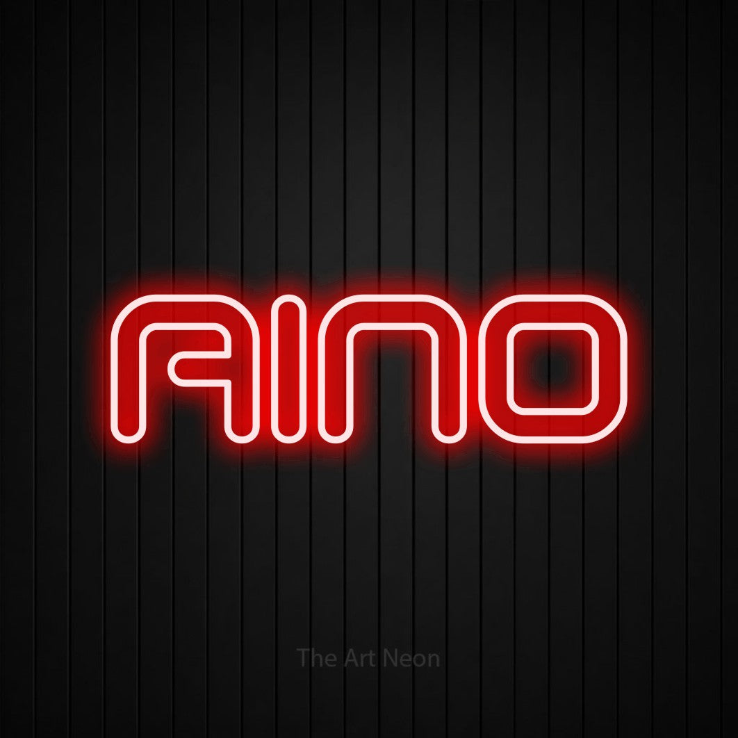LED neon sign reading “Aino”, arranged in a single line.