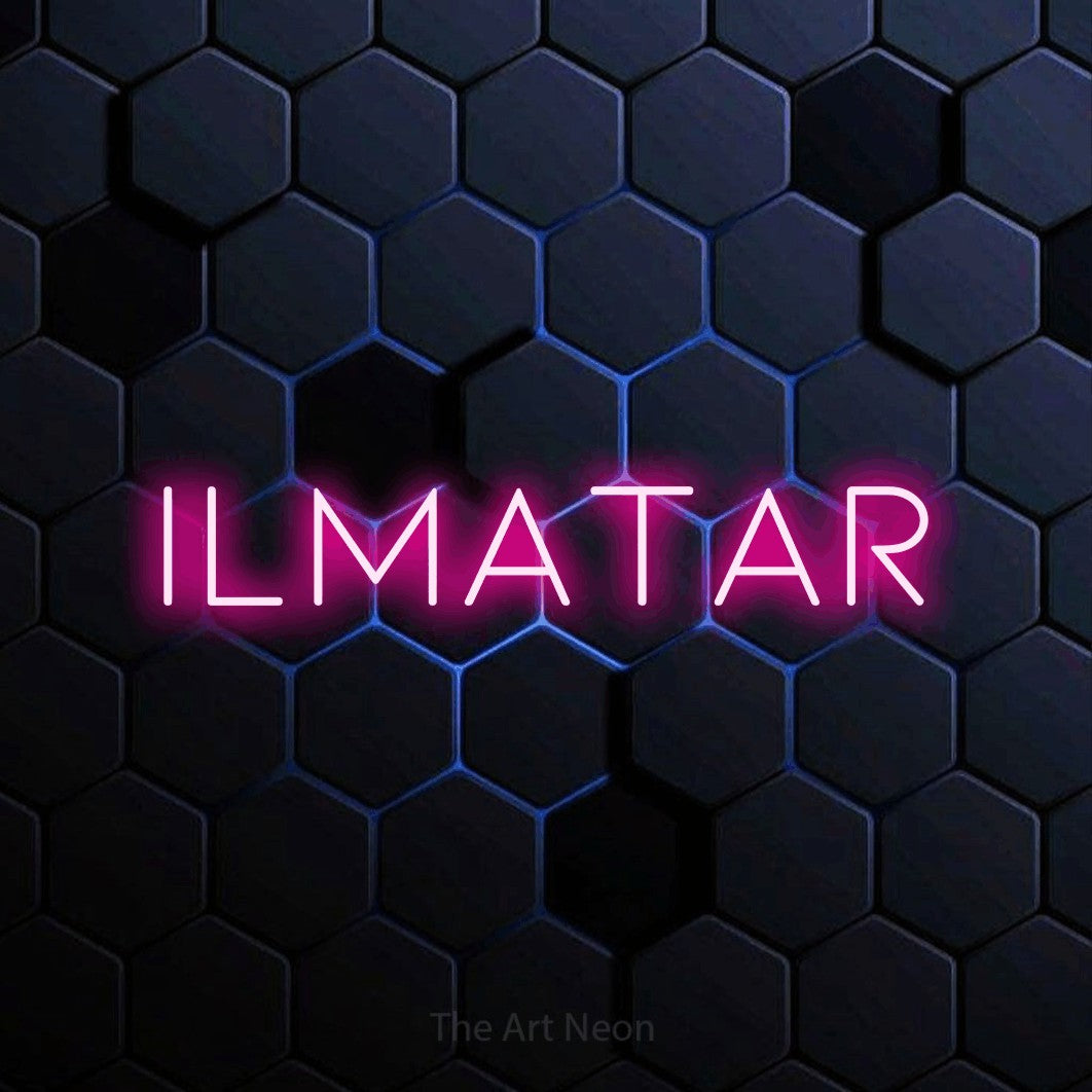 LED neon sign reading “Ilmatar”, arranged in a single line.