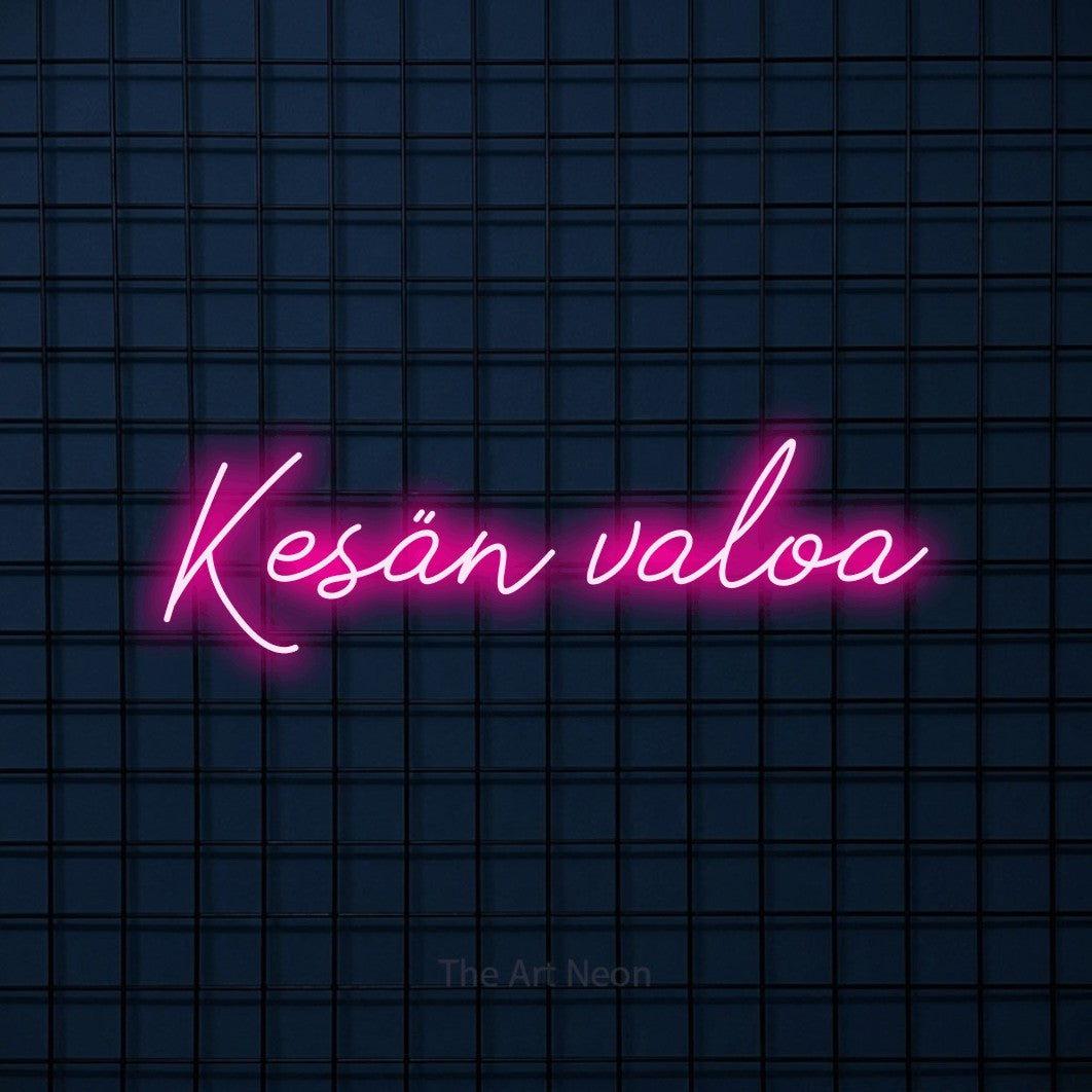 LED neon sign reading “Kesän valoa”, arranged in a single line.