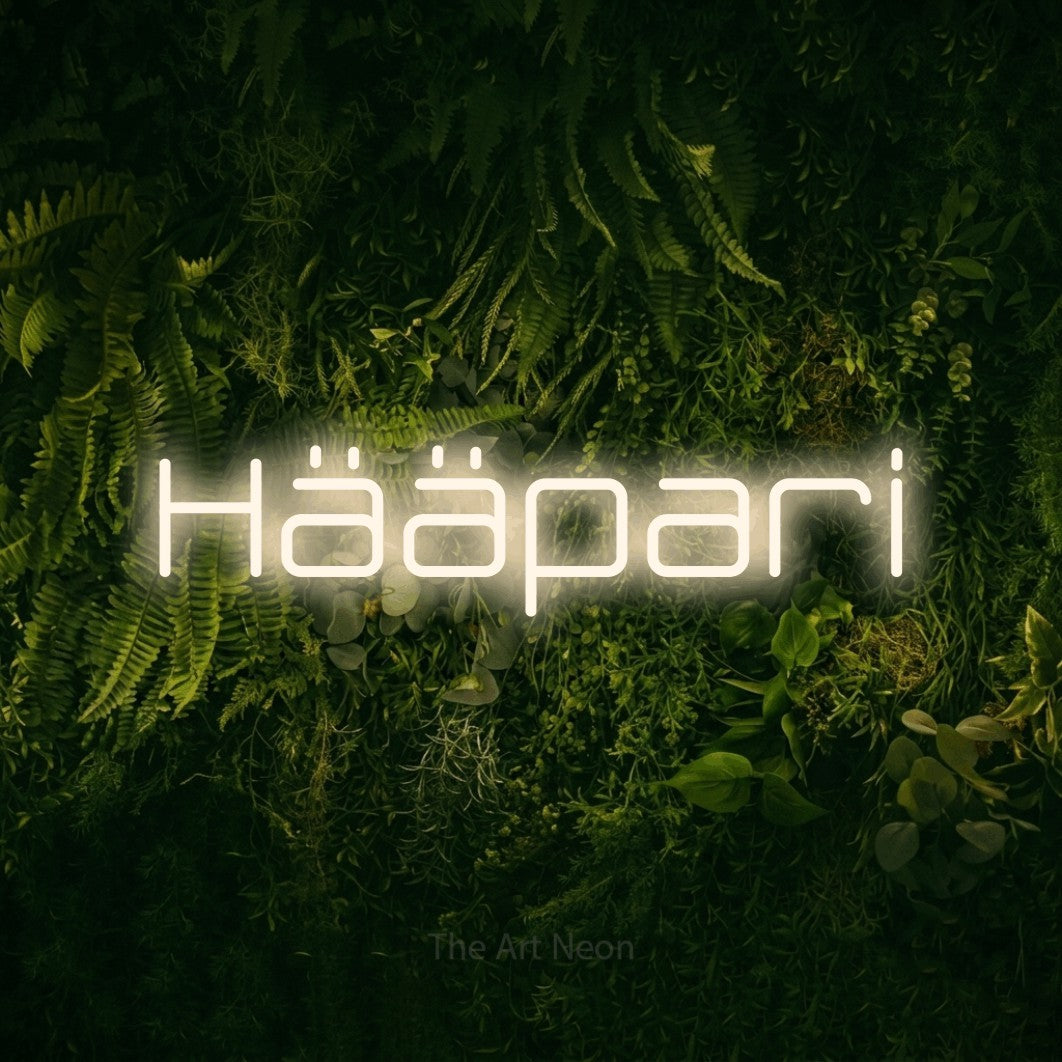 LED neon sign reading “Hääpari”, arranged in a single line.