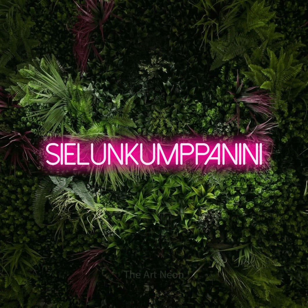 LED neon sign reading “SIELUNKUMPPANINI”, arranged in a single line.
