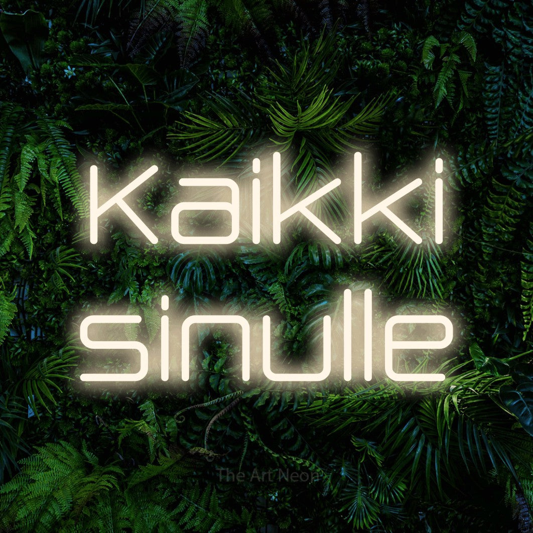 LED neon sign reading “Kaikki sinulle”, arranged in 2 lines.