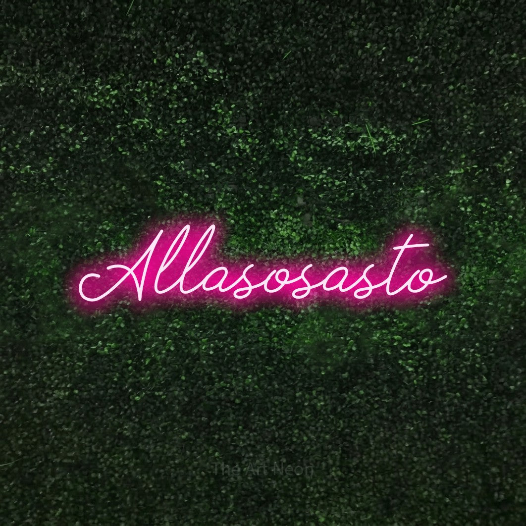 LED neon sign reading “Allasosasto”, arranged in a single line.