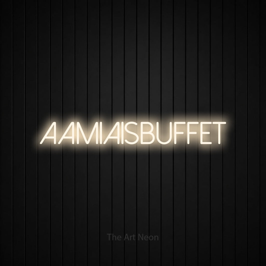 LED neon sign reading “Aamiaisbuffet”, arranged in a single line.