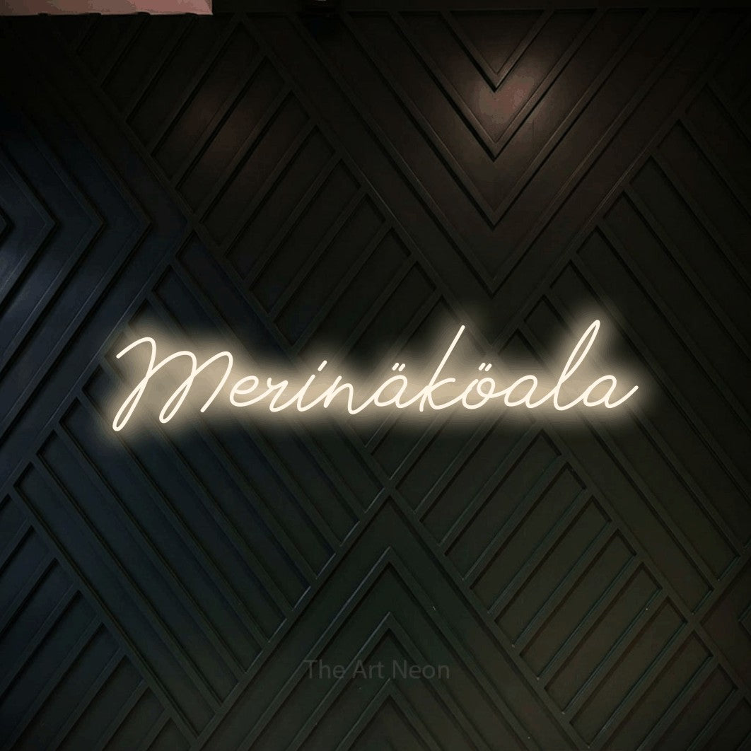 LED neon sign reading “Merinäköala”, arranged in a single line.