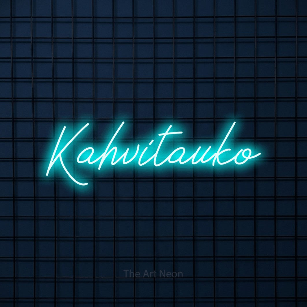 LED neon sign reading “Kahvitauko”, arranged in a single line.
