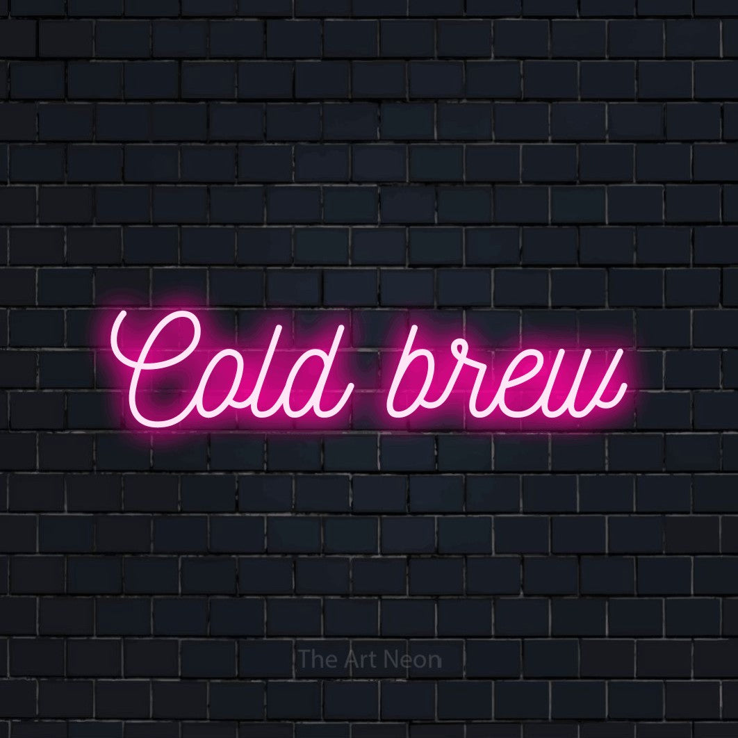 LED neon sign reading “Cold brew”, arranged in a single line.