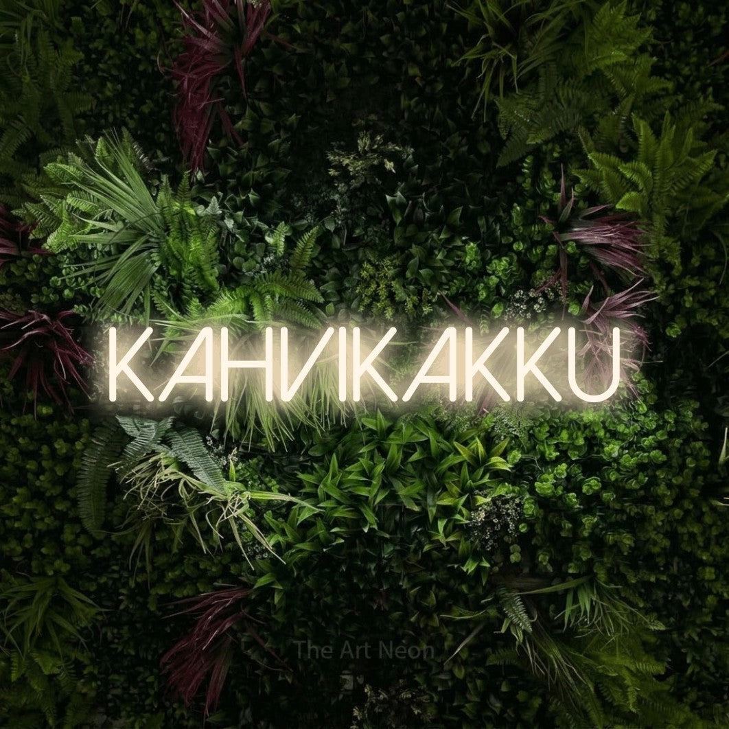 LED neon sign reading “KAHVIKAKKU”, arranged in a single line.