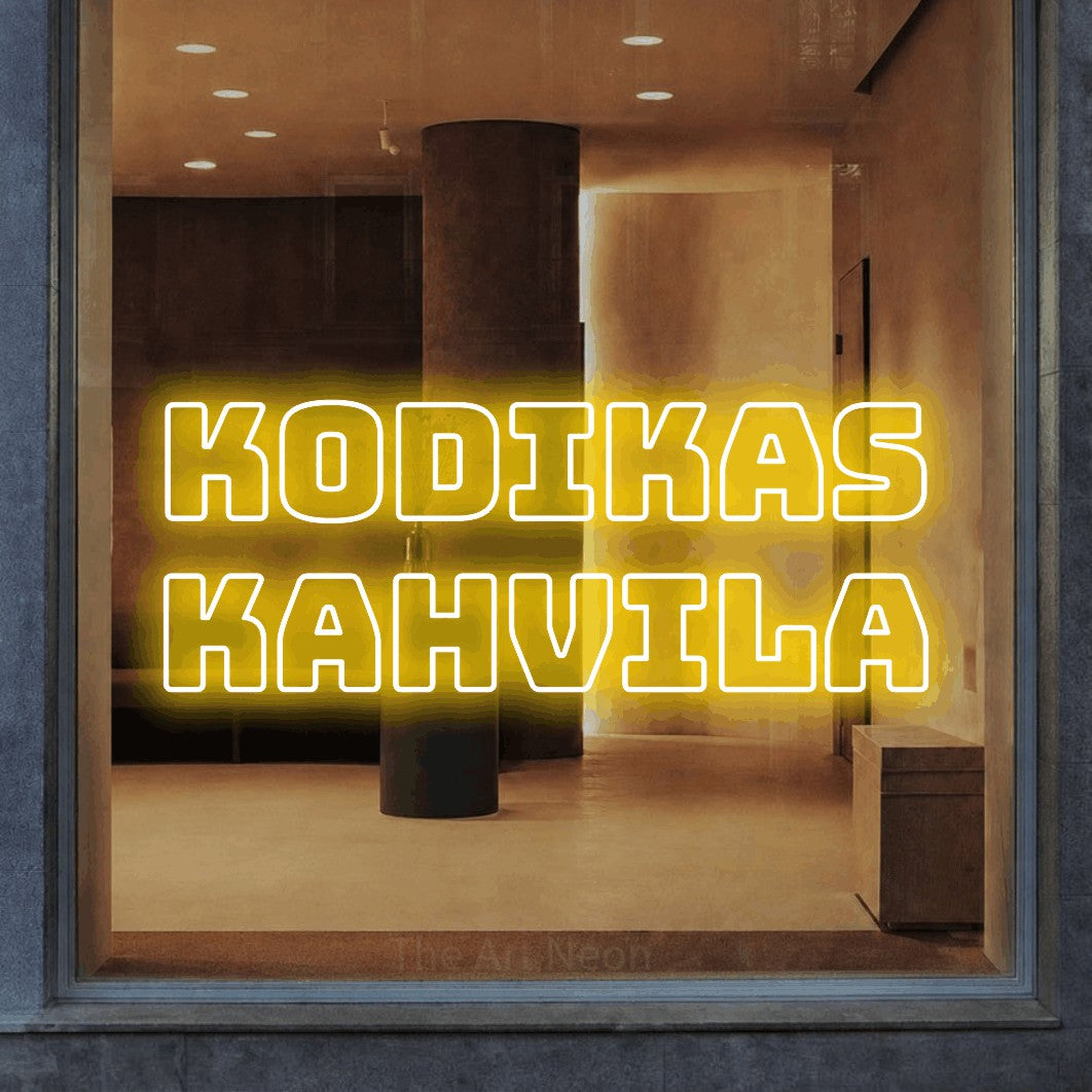 LED neon sign reading “Kodikas kahvila”, arranged in 2 lines.