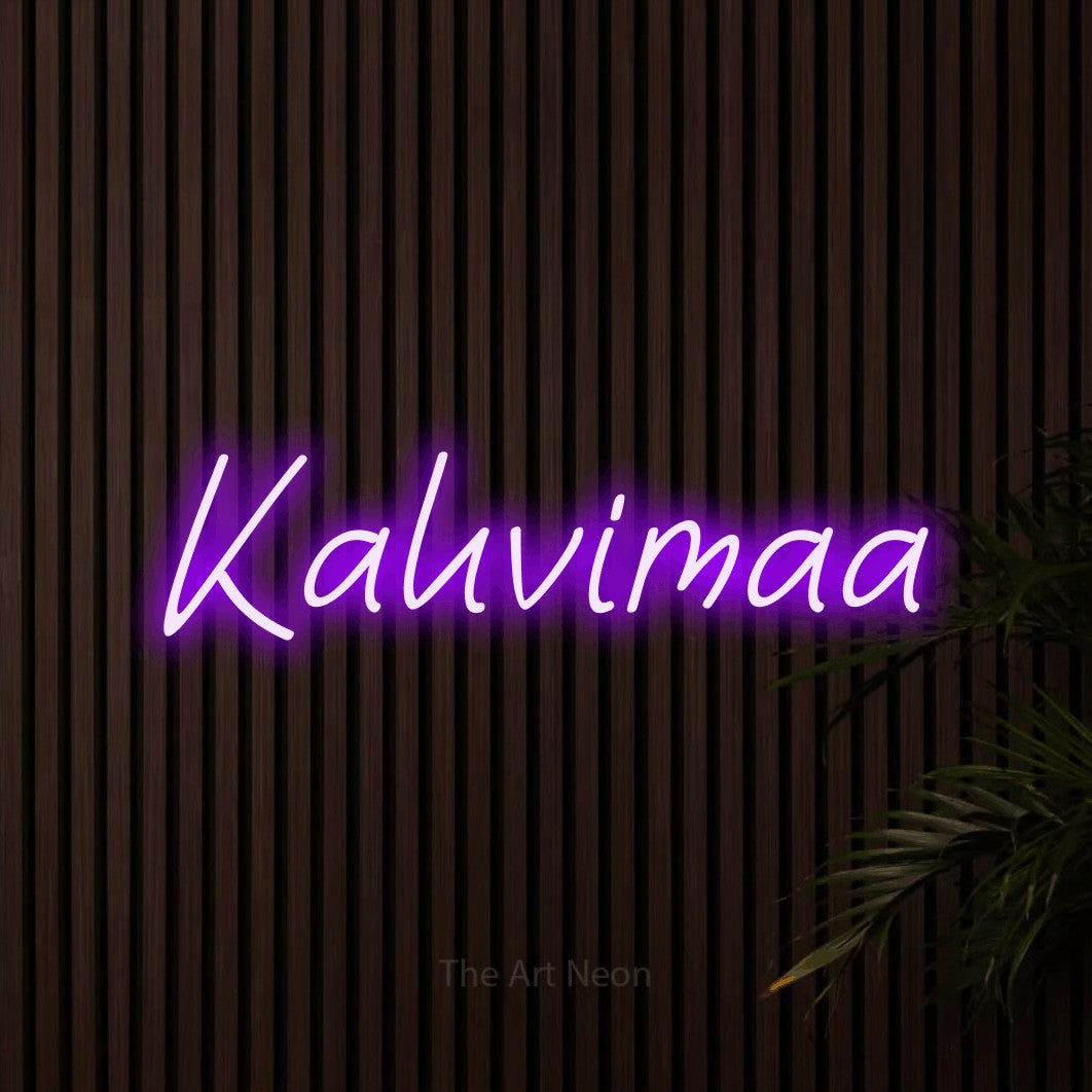 LED neon sign reading “Kahvimaa”, arranged in a single line.