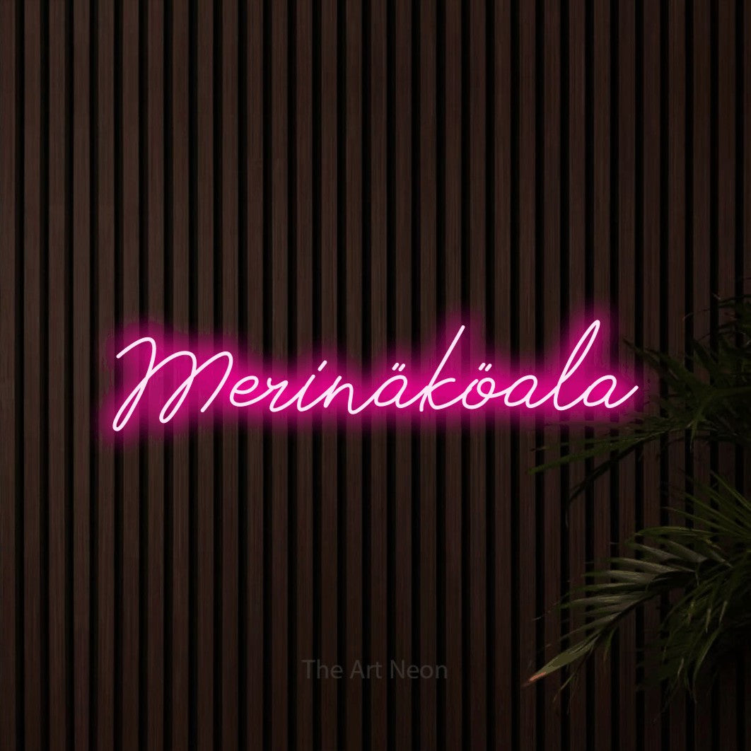LED neon sign reading “Merinäköala”, arranged in a single line.