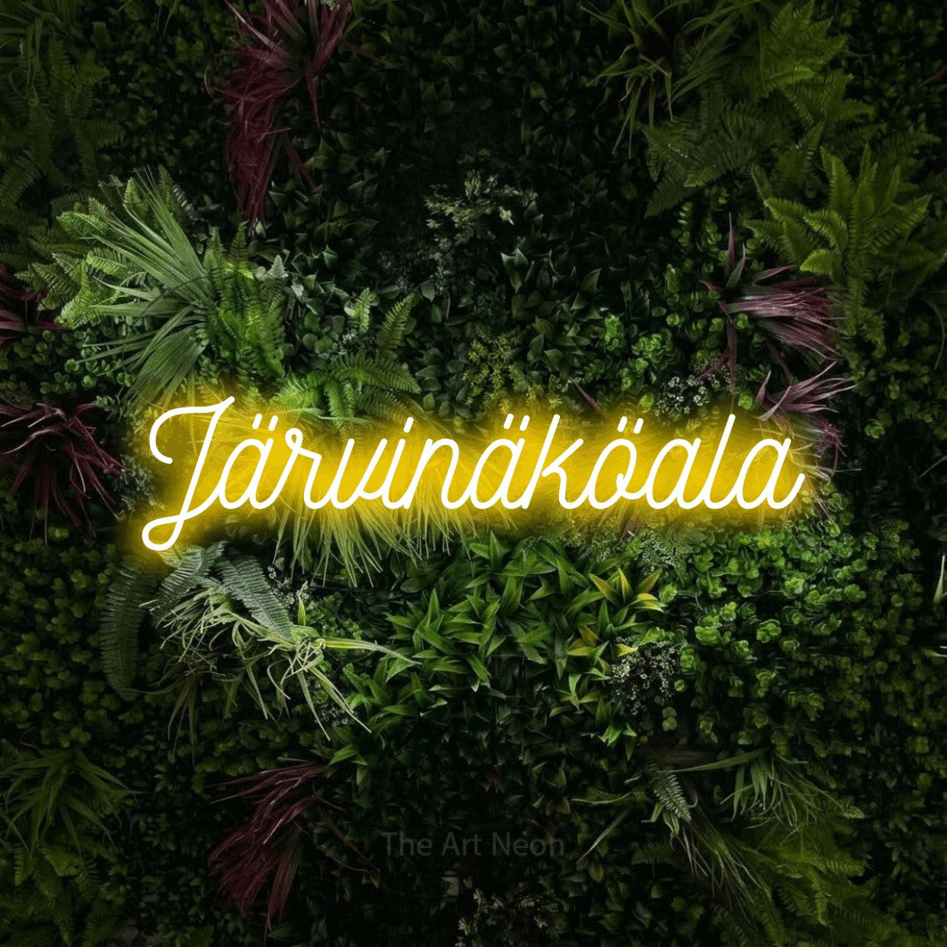 LED neon sign reading “Järvinäköala”, arranged in a single line.