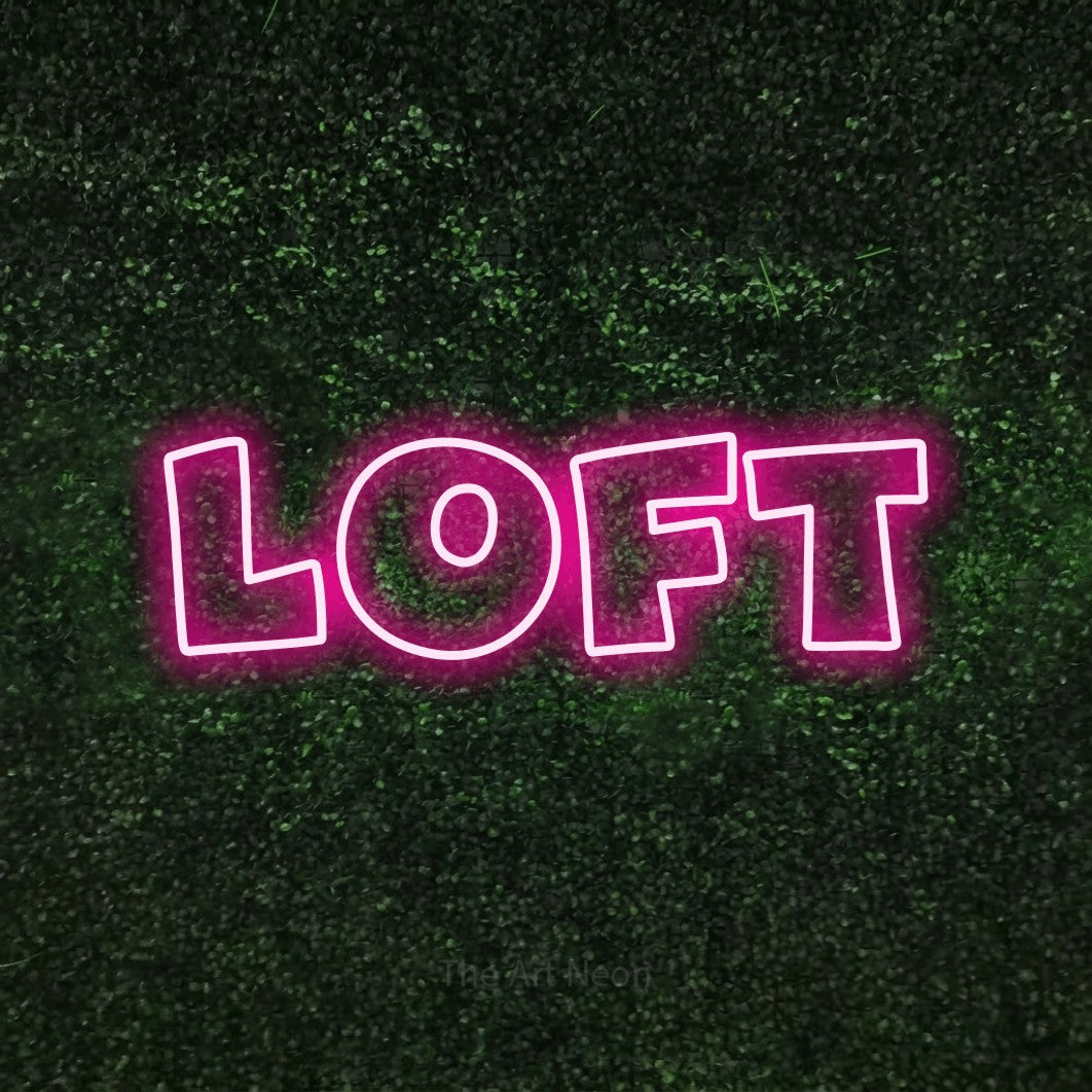 LED neon sign reading “Loft”, arranged in a single line.