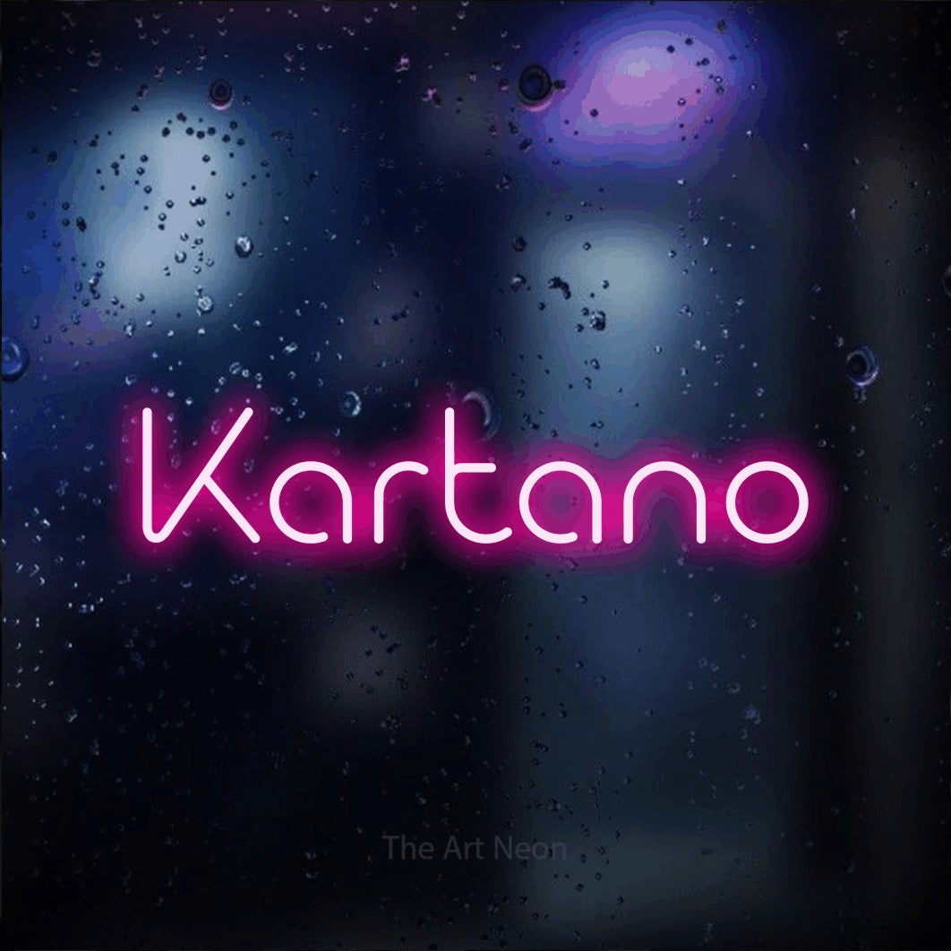 LED neon sign reading “Kartano”, arranged in a single line.