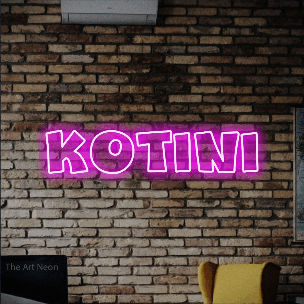 LED neon sign reading “Kotini”, arranged in a single line.