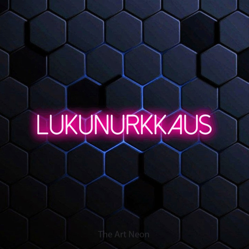 LED neon sign reading “Lukunurkkaus”, arranged in a single line.