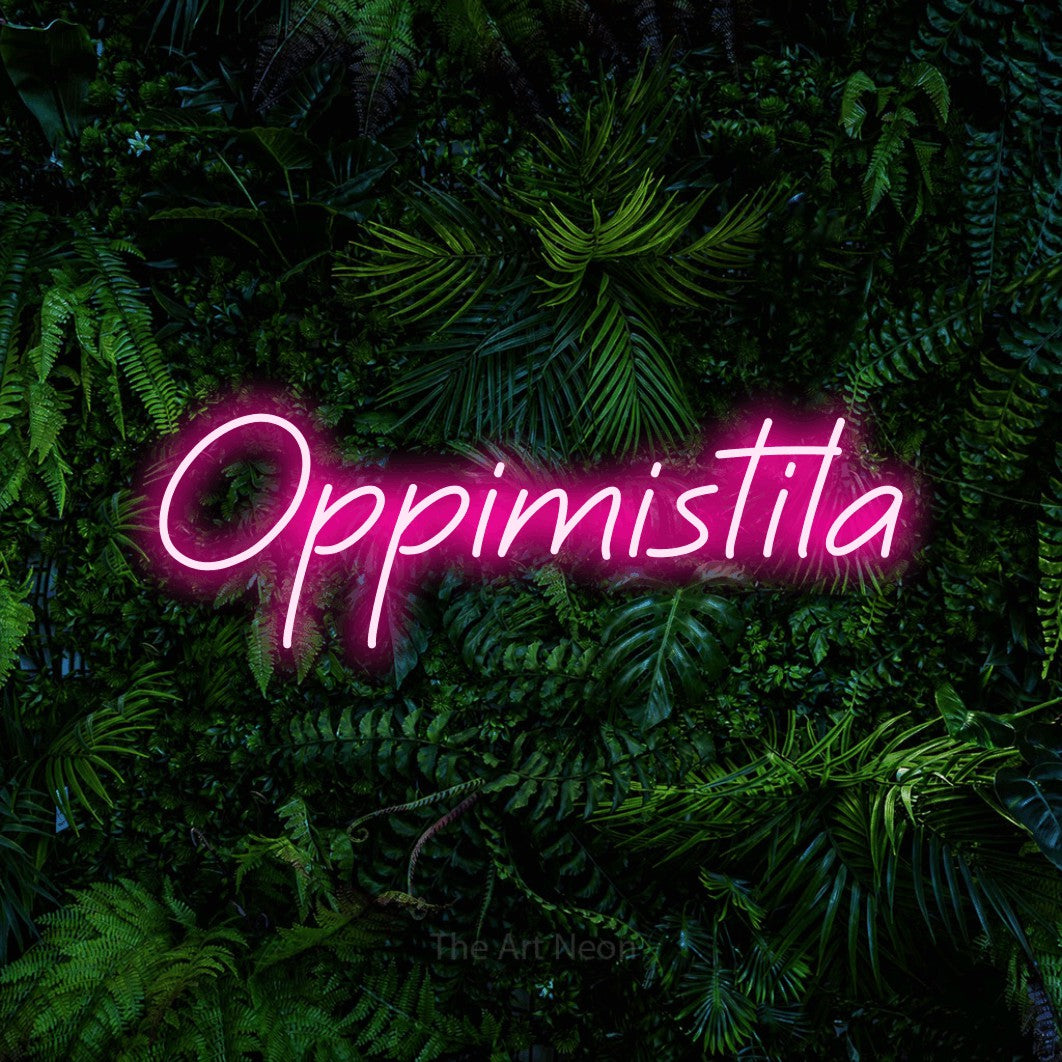 LED neon sign reading “Oppimistila”, arranged in a single line.
