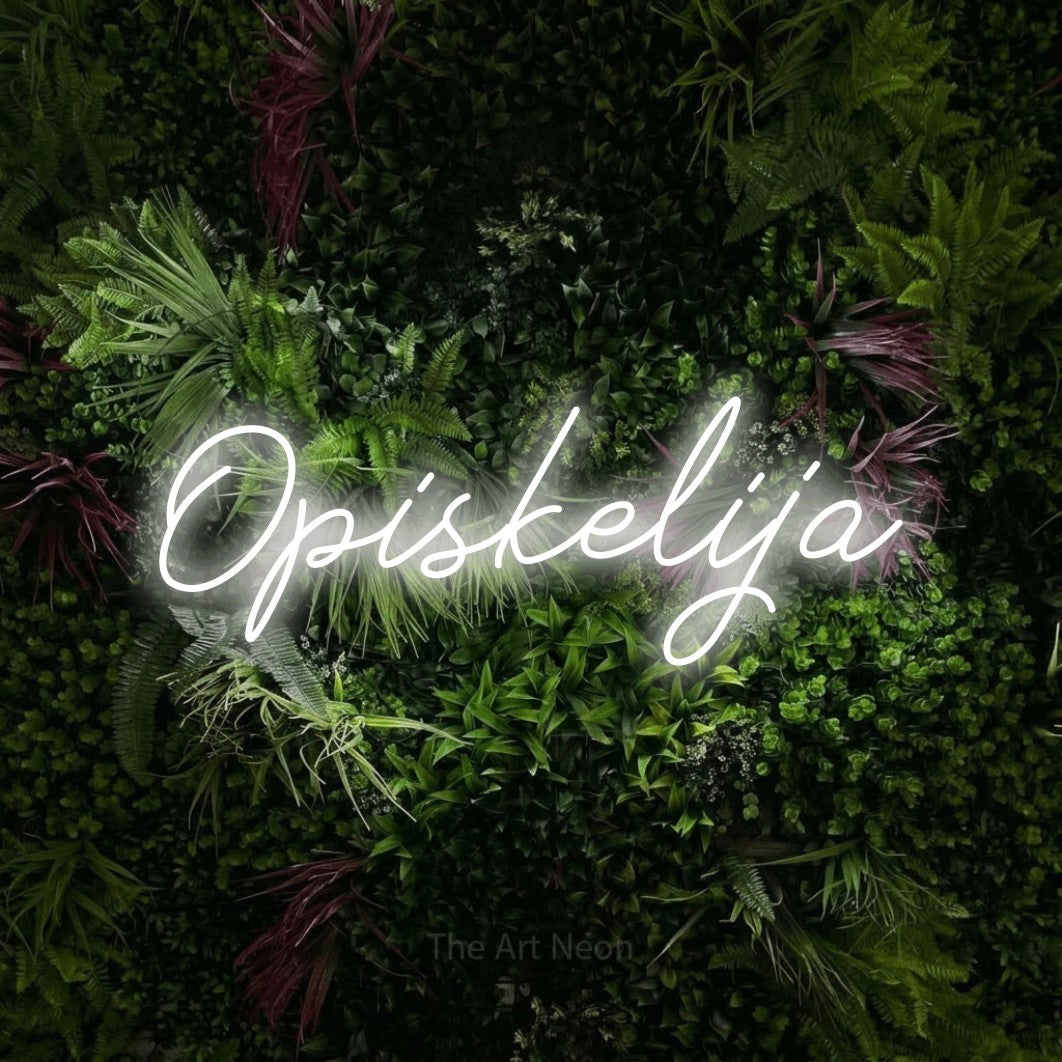 LED neon sign reading “Opiskelija”, arranged in a single line.