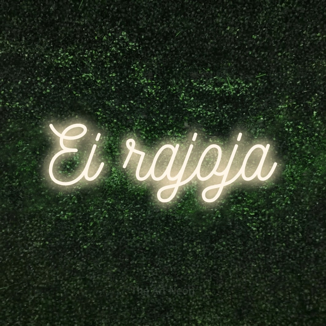 LED neon sign reading “Ei rajoja”, arranged in a single line.