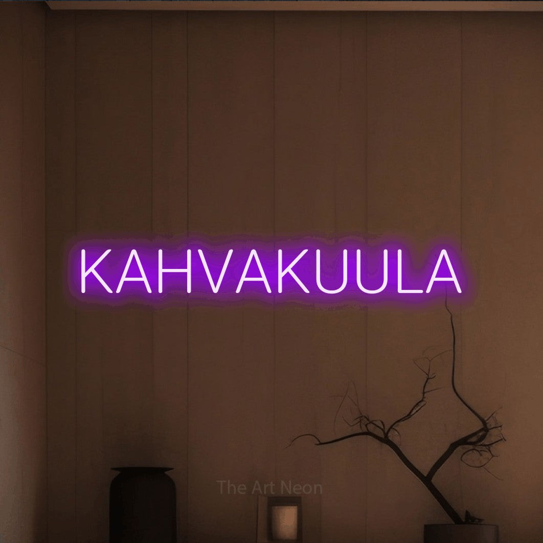LED neon sign reading “KAHVAKUULA”, arranged in a single line.