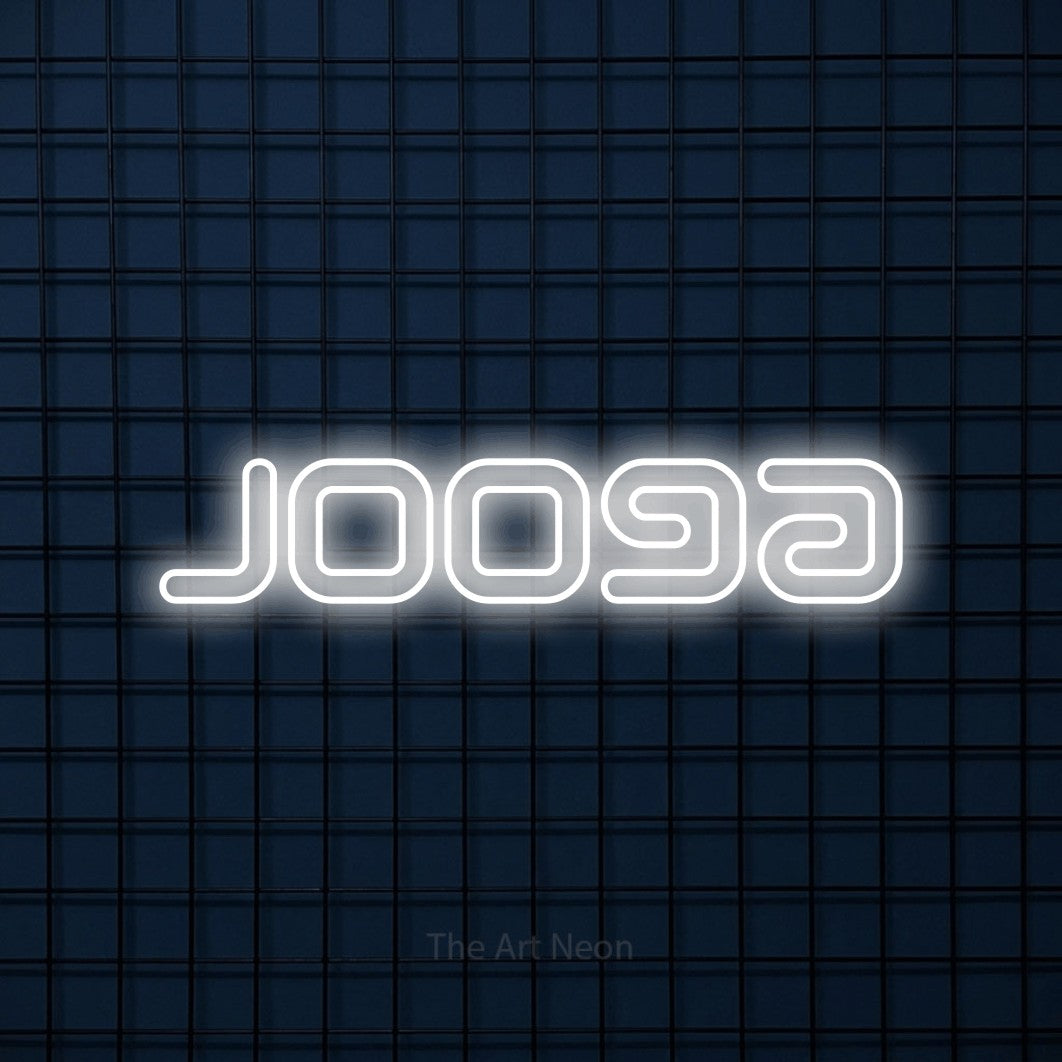 LED neon sign reading “Jooga”, arranged in a single line.