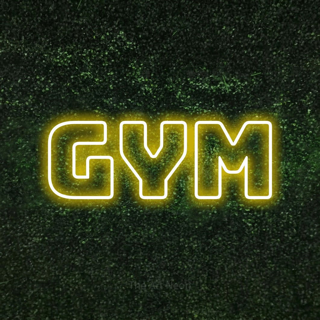 LED neon sign reading “Gym”, arranged in a single line.