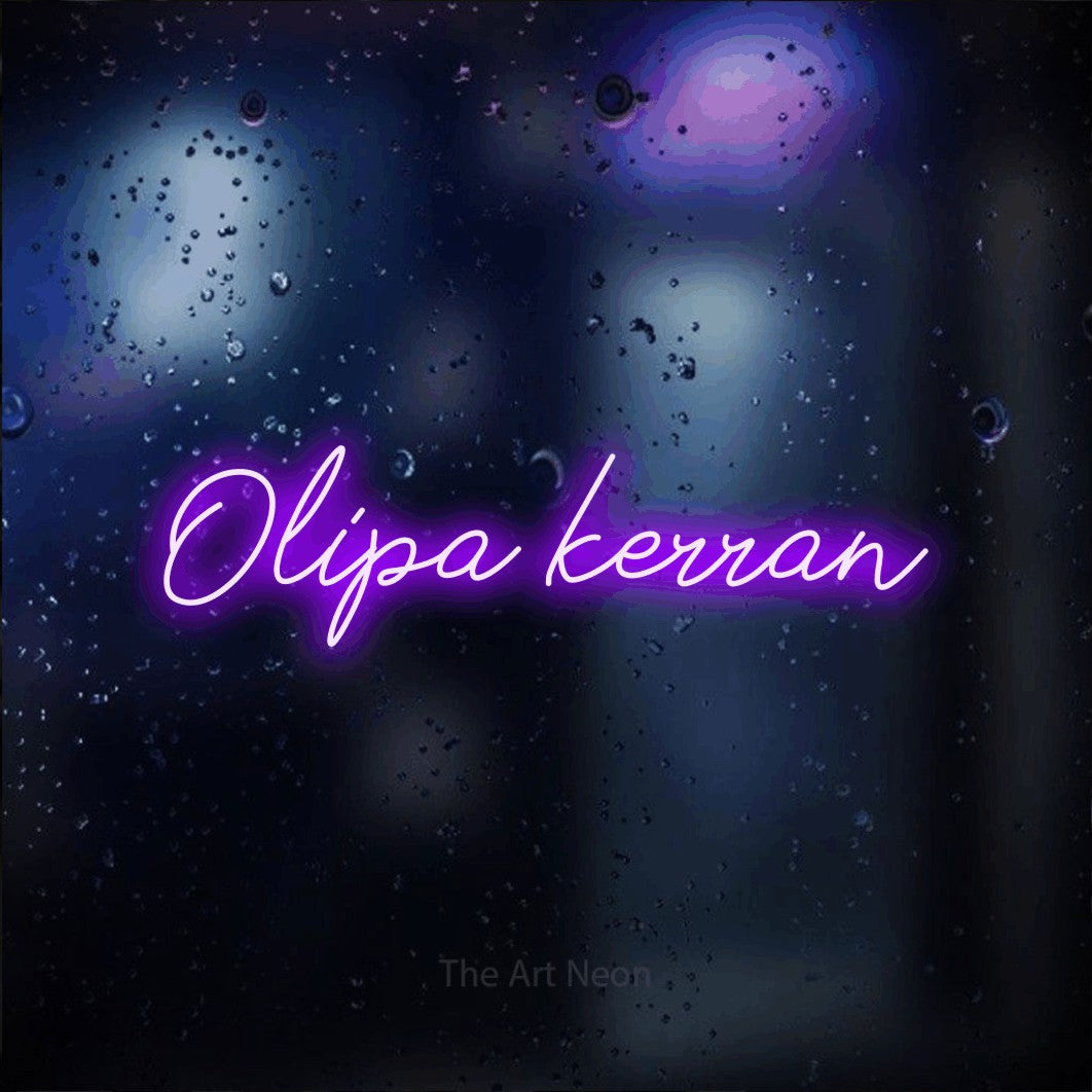 LED neon sign reading “Olipa kerran”, arranged in a single line.