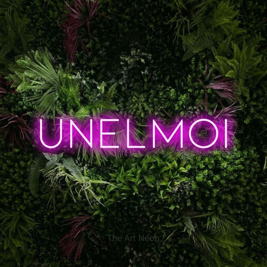 LED neon sign reading “Unelmoi”, arranged in a single line.