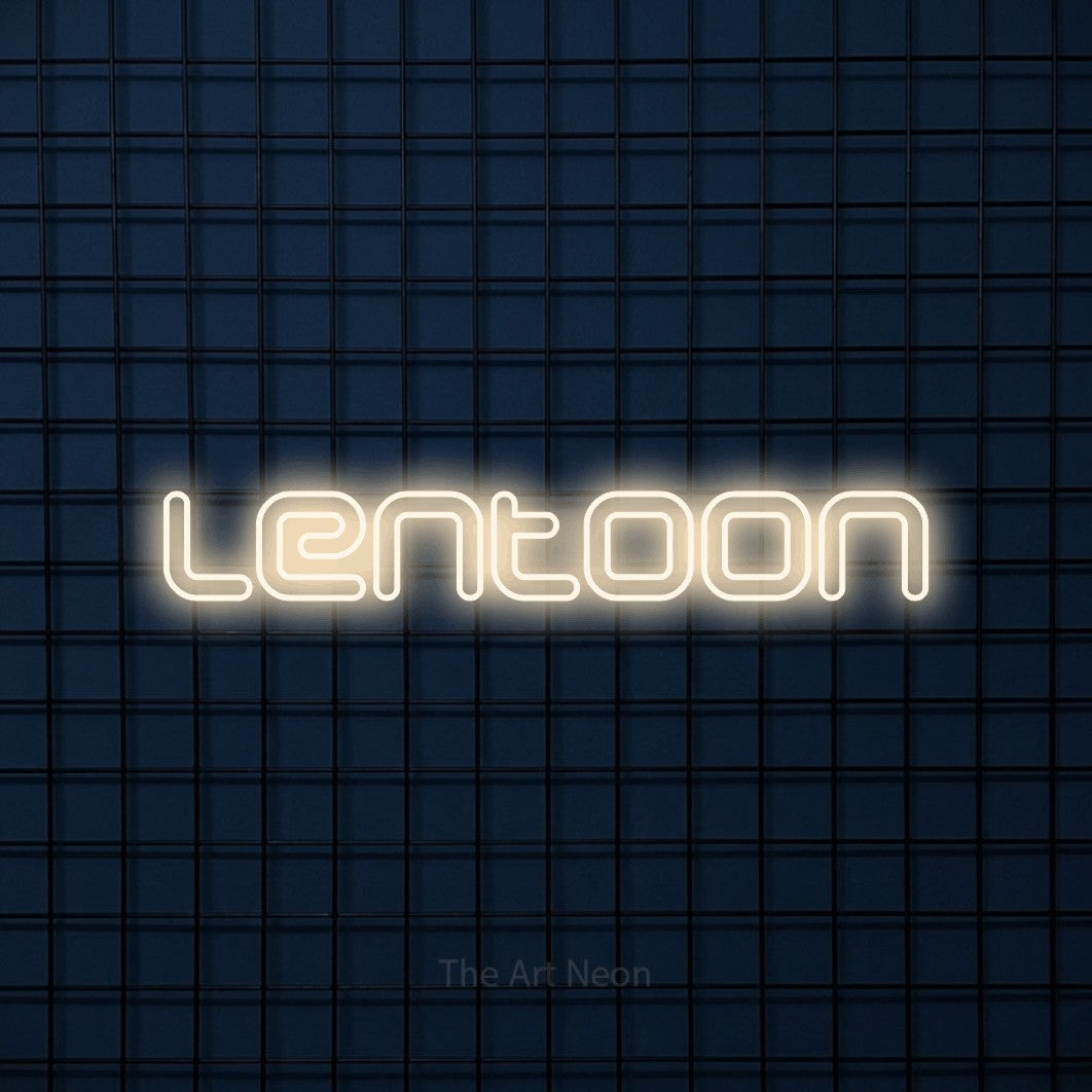LED neon sign reading “Lentoon”, arranged in a single line.