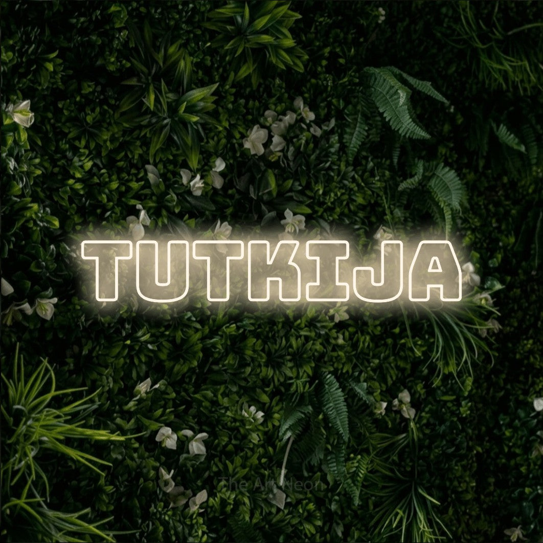 LED neon sign reading “Tutkija”, arranged in a single line.