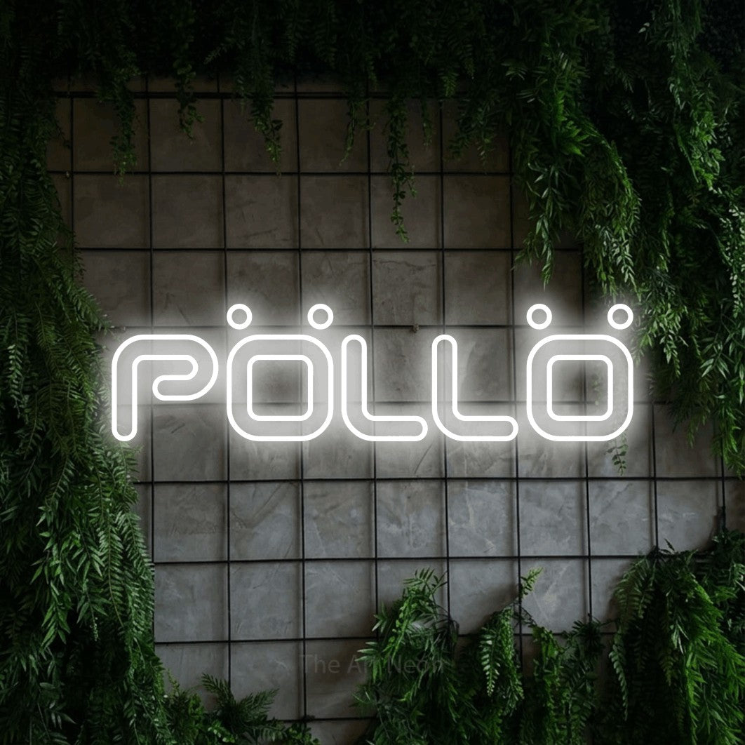 LED neon sign reading “Pöllö”, arranged in a single line.