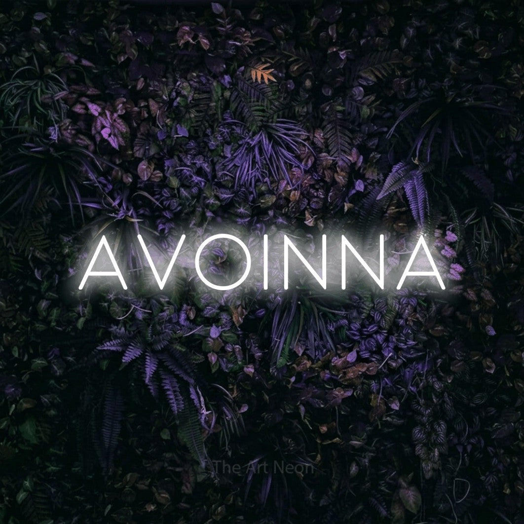 LED neon sign reading “Avoinna”, arranged in a single line.