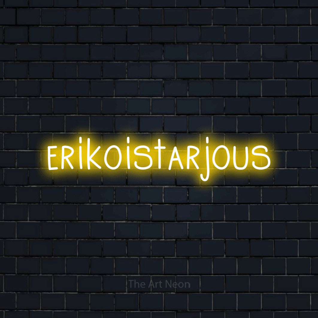 LED neon sign reading “erikoistarjous”, arranged in a single line.