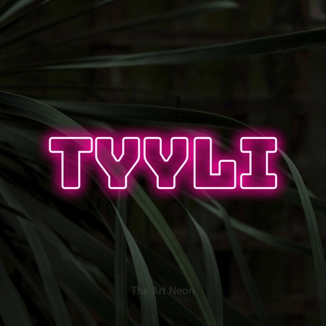 LED neon sign reading “Tyyli”, arranged in a single line.