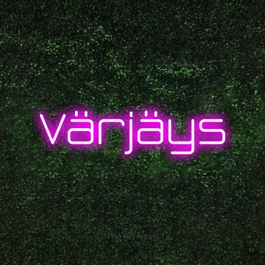 LED neon sign reading “Värjäys”, arranged in a single line.